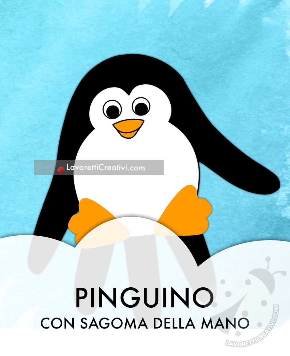 pinguino sagoma mano